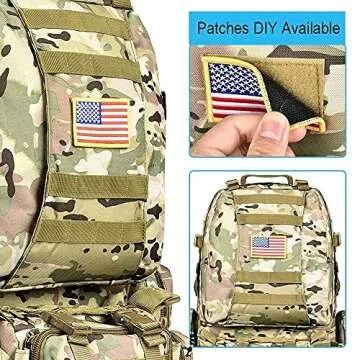 CVLIFE Tactical Backpack Military Army Rucksack 60L Large Assault Pack Detachable Molle Bag