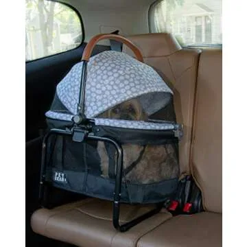 Pet Gear 3-in-1 Travel System, View 360 Stroller Converts to Carrier and Booster Seat with Easy Click N Go Technology, for Small Dogs & Cats, 4 Colors New Silver Pearl