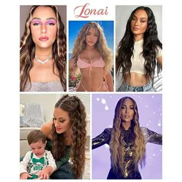 LONAI Clip In Hair Extensions, 6PCS Curly 24" Long Synthetic Clip On Hairpiece For Women Natural Ash Blonde