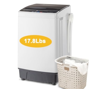 17.8Lbs Portable Washing Machine, 2.3 CU.FT. Automatic Washer with Drain Pump, Small Washer & Dryer ...
