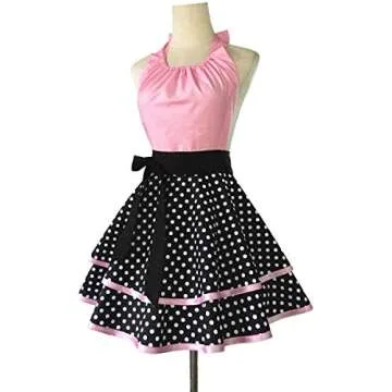 Hyzrz Cute Retro Apron - Vintage Maid Polka Dot Kitchen