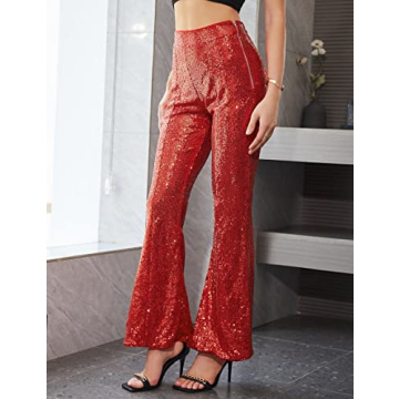EXTRO&VERT Sequin Flare Leggings for Women - Party Ready Sparkly Pants