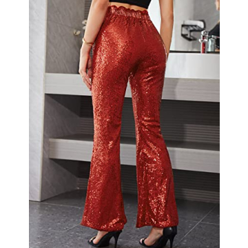 EXTRO&VERT Sequin Flare Leggings for Women - Party Ready Sparkly Pants