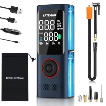YATEMAO Tire Inflator - Portable Air Compressor, Cordless with LCD Display, 25000mAh & 160PSI