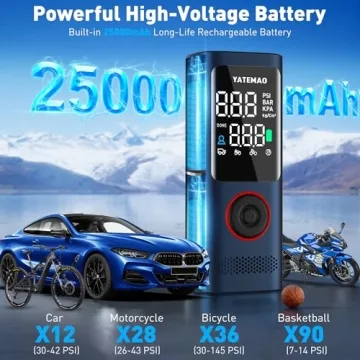 YATEMAO Tire Inflator - 25000mAh & 160PSI Air Compressor