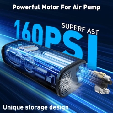 YATEMAO Tire Inflator - 25000mAh & 160PSI Air Compressor