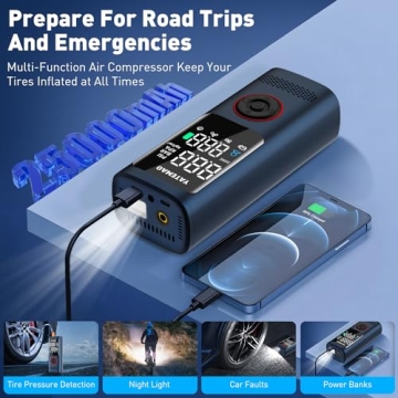 YATEMAO Tire Inflator - 25000mAh & 160PSI Air Compressor