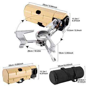 Odoland Foldable Portable Butane Stove 2600W Camping Stove Outdoor Gas Stove with Storage Bag Adventure suitable for Picnic/Backpacking Hiking/Home Travel (Khaki)