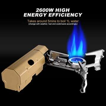 Odoland Foldable Portable Butane Stove 2600W Camping Stove Outdoor Gas Stove with Storage Bag Adventure suitable for Picnic/Backpacking Hiking/Home Travel (Khaki)