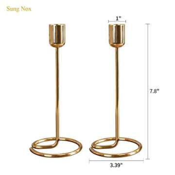 Sung Nox Brass Candle Holder, G-Shaped Candlestick, Creative Centerpiece Set of 2 for Home Decor, Ta...