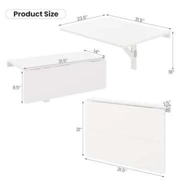 Tangkula 31.5" Space-Saving Wall Mounted Folding Desk