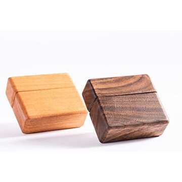 SINMAR Wooden Ring Box for Proposal,Wedding Engagement Ring Boxes Portable Small Slim Wooden Ring Box for Wedding Ceremony Ring Bearer Box(Small, cherry)