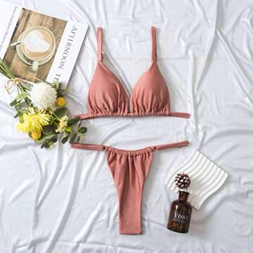 Dnzzs Sexy Fuchsia Bikini Sets for Women | Adjustable Thong Swimwear