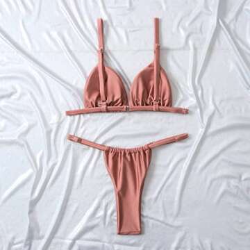 Dnzzs Sexy Fuchsia Bikini Sets for Women | Adjustable Thong Swimwear