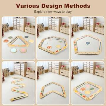 AmazingJoy Balance Beam Wooden Balance Board Stepping Stones Montessori Toy for Kids 3-5 Toddler Gro...