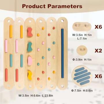 AmazingJoy Balance Beam Wooden Balance Board Stepping Stones Montessori Toy for Kids 3-5 Toddler Gross Motor Skills Build Coordination Gymnastics Obstacle Course Indoor Outdoor 6pcs