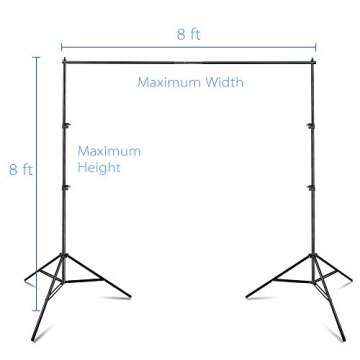 EMART Photography Backdrop Stand, 8 x 8 ft Adjustable Photo Background Holder, Back Drop Banner Supp...