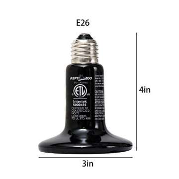 REPTI ZOO Reptile Ceramic Infrared Heat Emitter,110V 100W Infrared Bulb for Reptile Pet Coop and Gla...