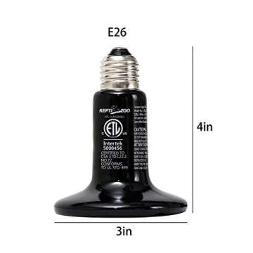 REPTI ZOO Reptile Ceramic Infrared Heat Emitter,110V 100W Infrared Bulb for Reptile Pet Coop and Gla...