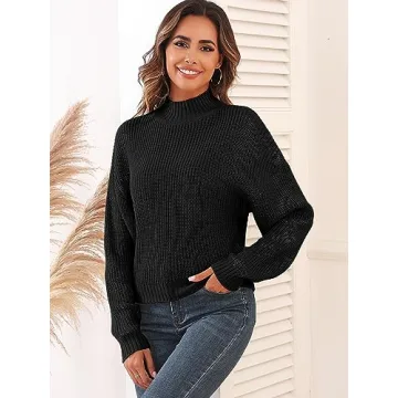 ZAFUL Women's Cropped Turtleneck Sweater Soft Stylish