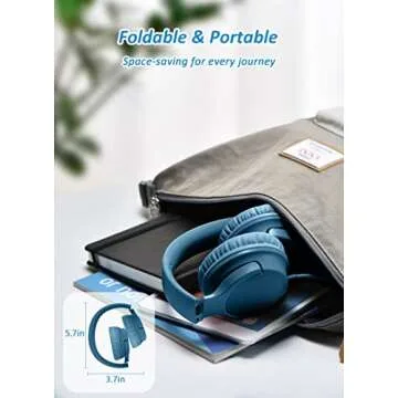 DyBaxa Kids Headphones Wired, Foldable On Ear Headset, Volume Limiter 94dB, Over-Ear Headphones for Kids School Online Classes Travel Children, 3.5mm Jack Compatible Smartphones Tablet, Dark Blue