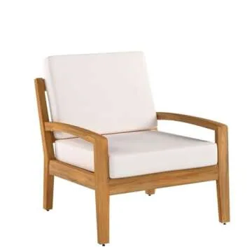 GDFStudio Parma Outdoor Acacia Wood Club Chairs with Cushions (Set of 2), Teak and Beige