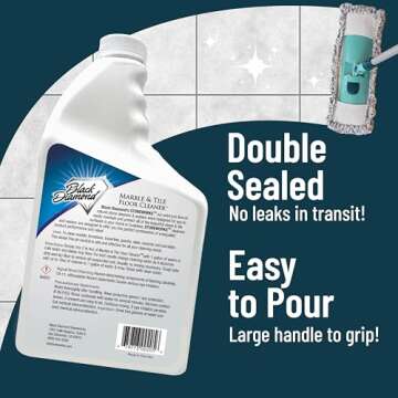 MARBLE & TILE FLOOR CLEANER. Great for Ceramic, Porcelain, Granite, Natural Stone, Vinyl and Brick. No-rinse Concentrate. (1-Quart)