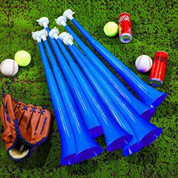 Honoson 8 Pieces Collapsible Stadium Horn 24 Inch Plastic Trumpet Vuvuzela Blow Horn Noisemakers for Sporting Events Graduation Games School Sports Party Supplies Favors Accessories(Blue)
