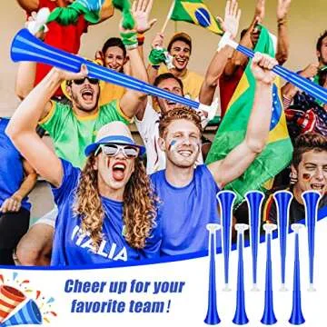 Honoson 8 Pieces Collapsible Stadium Horn 24 Inch Plastic Trumpet Vuvuzela Blow Horn Noisemakers for Sporting Events Graduation Games School Sports Party Supplies Favors Accessories(Blue)