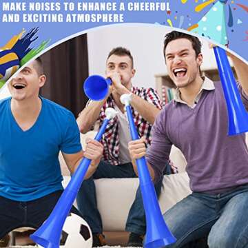 Honoson 8 Pieces Collapsible Stadium Horn 24 Inch Plastic Trumpet Vuvuzela Blow Horn Noisemakers for Sporting Events Graduation Games School Sports Party Supplies Favors Accessories(Blue)