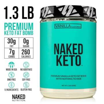 Naked Vanilla Keto - Premium Vanilla Keto Fat Bomb Powder - Nothing Artificial - Gluten-Free Keto Bo...