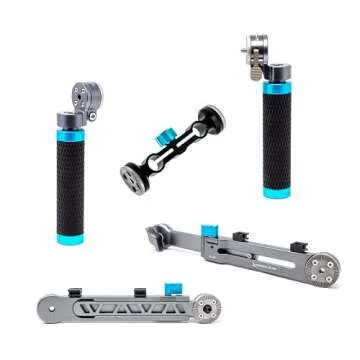 KONDOR BLUE Arri Rosette Arms Bundle (Arms, Grips & Clamp) Quick Push-Button Adjustments - Aerospace Grade Aluminum - Rubber Hand Grips