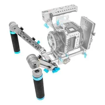 KONDOR BLUE Arri Rosette Arms Bundle (Arms, Grips & Clamp) Quick Push-Button Adjustments - Aerospace Grade Aluminum - Rubber Hand Grips