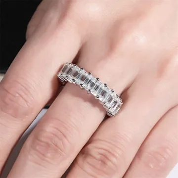 AnuClub Moissanite Wedding Ring in 925 Silver for Women