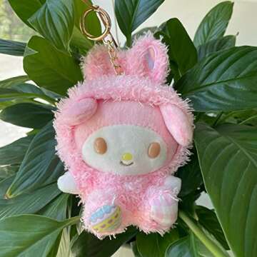 Aolsinop My Melody Plush Keychain,5in Plush Toy Plush Doll ，Cute My Melody Cinnamoroll Plush Keychain Stuffed Animal Toys Anime Figure Cosplay Pendant Doll Keyring Accessories，Pendant Toy Girls Gift