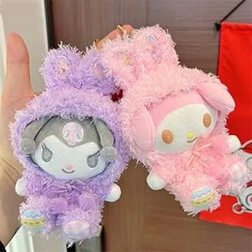 Aolsinop My Melody Plush Keychain,5in Plush Toy Plush Doll ，Cute My Melody Cinnamoroll Plush Keychain Stuffed Animal Toys Anime Figure Cosplay Pendant Doll Keyring Accessories，Pendant Toy Girls Gift