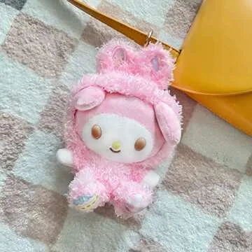 Aolsinop My Melody Plush Keychain,5in Plush Toy Plush Doll ，Cute My Melody Cinnamoroll Plush Keychain Stuffed Animal Toys Anime Figure Cosplay Pendant Doll Keyring Accessories，Pendant Toy Girls Gift