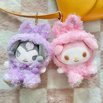 Aolsinop My Melody Plush Keychain,5in Plush Toy Plush Doll ，Cute My Melody Cinnamoroll Plush Keychain Stuffed Animal Toys Anime Figure Cosplay Pendant Doll Keyring Accessories，Pendant Toy Girls Gift