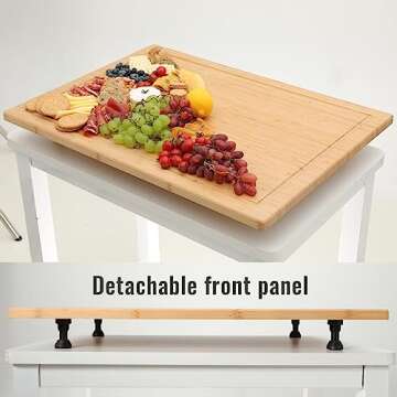 YUHFERA Stove Cover Board for Gas Stovetop - Raised Cutting Board with Legs and Juice Grooves, Adjustable Noodle Board Stove Cover for RV Stove Top (29.52"x21.65")