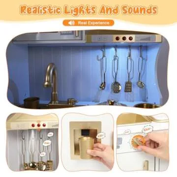 Wooden Kids Kitchen with Real Lights & Sounds for Fun