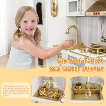Wooden Kids Kitchen with Real Lights & Sounds for Fun