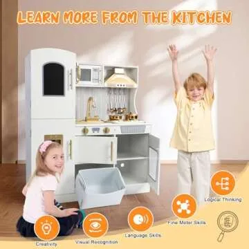 Wooden Kids Kitchen with Real Lights & Sounds for Fun