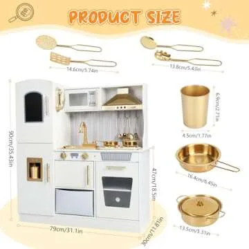 Wooden Kids Kitchen with Real Lights & Sounds for Fun