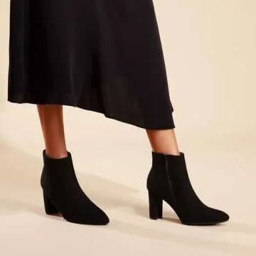 DREAM PAIRS Women's Chunky Heel Ankle Booties Pointed Toe Short Boots,Size 8,Black,SIANNA-1