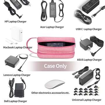 HESTECH Electronics Organizer Travel Charger Case Cord Cable Organizer Bag Portable Waterproof Double Layers All-in-one Storage for Charger Mouse Earbud USB Drive (Salmon, Medium)