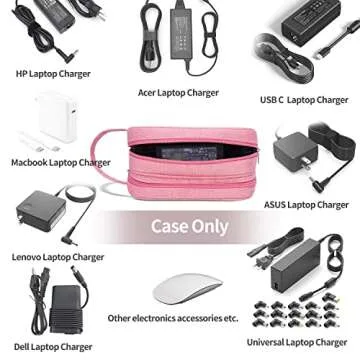 HESTECH Electronics Organizer Travel Charger Case Cord Cable Organizer Bag Portable Waterproof Double Layers All-in-one Storage for Charger Mouse Earbud USB Drive (Salmon, Medium)