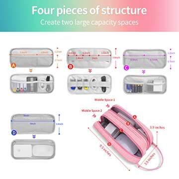 HESTECH Electronics Organizer Travel Charger Case Cord Cable Organizer Bag Portable Waterproof Double Layers All-in-one Storage for Charger Mouse Earbud USB Drive (Salmon, Medium)