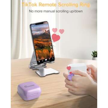 ADZERD Remote Control for TikTok, Page Turner for iPhone/iPad, Bluetooth Camera Video Recording Remo...