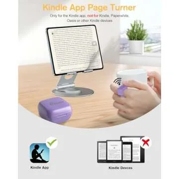 ADZERD Remote Control for TikTok, Page Turner for iPhone/iPad, Bluetooth Camera Video Recording Remote, Scrolling Ring for TIK Tok, Compatible with iOS/Android Phones & Tablets - Purple