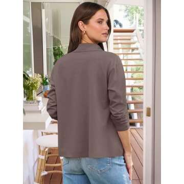 ANRABESS Women Long Sleeve Polo Shirts Casual V Neck Collared Boxy Fit Dressy Work Blouse Top Spring Outfits Cofee M